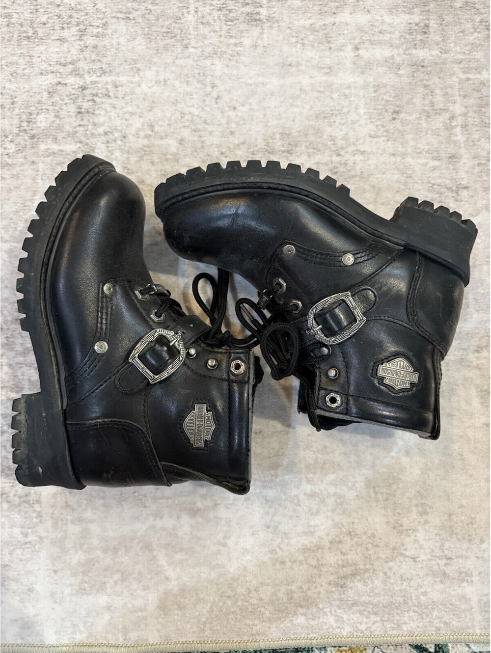 Harley Davidson Faded Glory 81024 Womens 7 1/2 Black Leather Motorcycle Boots